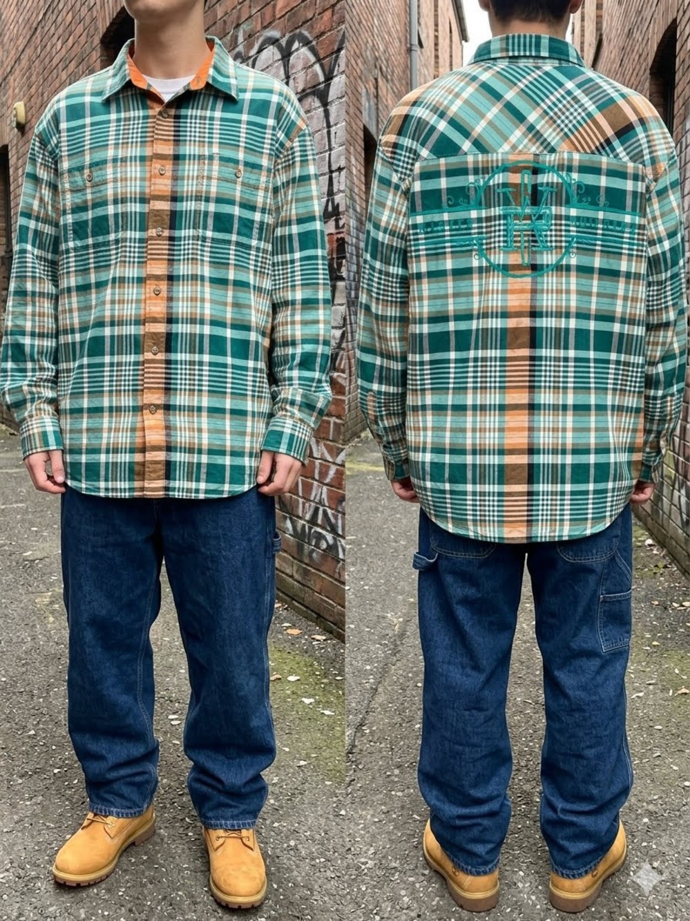 VINTAGE ROCAWEAR Master Builders Collection XXL‎ Plaid Buttondown